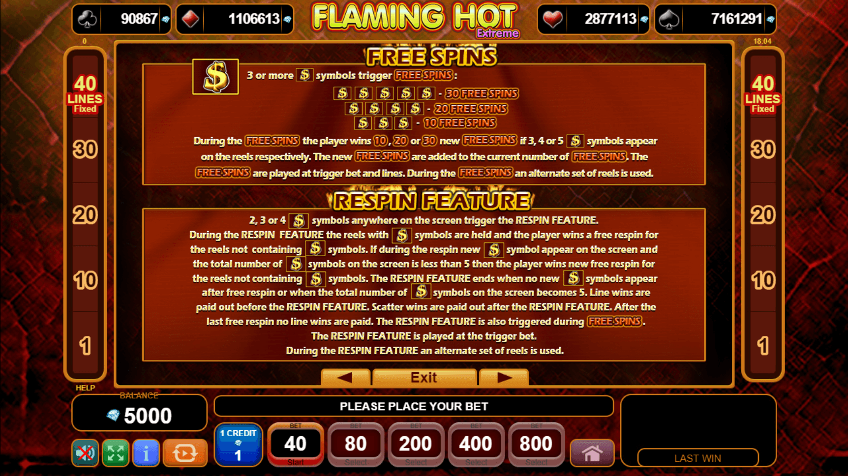 Flaming hot slot 40
